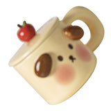 Cartoon Coffee Mug with Spoon Lid Cute Lovely Animal Shape Milk Cup Mug for Office School Bear Type