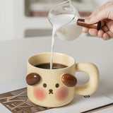 Cartoon Coffee Mug with Spoon Lid Cute Lovely Animal Shape Milk Cup Mug for Office School Bear Type