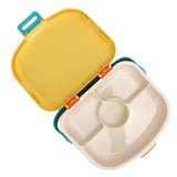 Bento Lunch Box ABS Separate Compartments with Buckle Handle Leakage Proof Air Hole Heat Resistant Bento Box with Spoon Fork Yellow