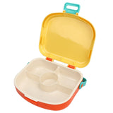 Bento Lunch Box ABS Separate Compartments with Buckle Handle Leakage Proof Air Hole Heat Resistant Bento Box with Spoon Fork Yellow
