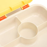 Bento Lunch Box ABS Separate Compartments with Buckle Handle Leakage Proof Air Hole Heat Resistant Bento Box with Spoon Fork Yellow