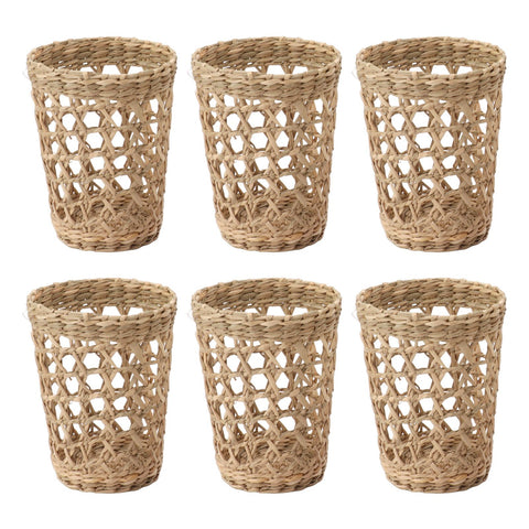 6 PCS Woven Cup Holders Anti Scald Hollow Straw Woven Glass Cup Sleeve for Glass Bottles Plastic Cups Mugs In Australia - Darrahopens