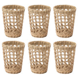 6 PCS Woven Cup Holders Anti Scald Hollow Straw Woven Glass Cup Sleeve for Glass Bottles Plastic Cups Mugs