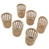 6 PCS Woven Cup Holders Anti Scald Hollow Straw Woven Glass Cup Sleeve for Glass Bottles Plastic Cups Mugs