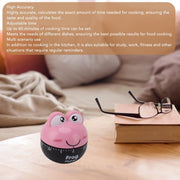 Cartoon Machinery Timer High Accuracy Adjustable 60 Minutes Mechanical Kitchen Cooking Timer for Kitchen Study Pink