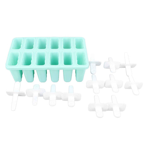 12 Cavity Ice Cream Mould with Stick Easy Release Green Reusable Silicone Ice Pop Moulds for Ice Cream In Australia - Darrahopens