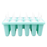 12 Cavity Ice Cream Mould with Stick Easy Release Green Reusable Silicone Ice Pop Moulds for Ice Cream In Australia - Darrahopens