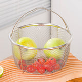 Mesh Steaming Basket Stainless Steel Comfortable Handles Heat Resistant Steaming Basket for Cooking Kitchen 20x21cm