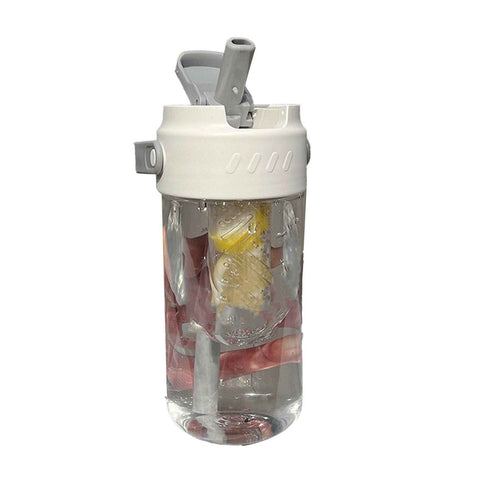 Straw Water Bottle Built in Tea Strainer with Handle PC 700ml Beautiful Cute Straw Bottle for Girls Women White In Australia - Darrahopens