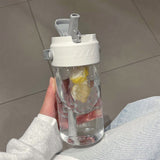 Straw Water Bottle Built in Tea Strainer with Handle PC 700ml Beautiful Cute Straw Bottle for Girls Women White