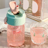 Straw Water Bottle Built in Tea Strainer with Handle PC 700ml Beautiful Cute Straw Bottle for Girls Women Green