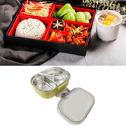 Stainless Steel Lunch Box Korean Style 2 Compartment Bento Box Metal Food Container for Kids Adults Pupils Office Workers chartreuse In Australia - Darrahopens