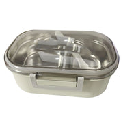Stainless Steel Lunch Box Korean Style 2 Compartment Bento Box Metal Food Container for Kids Adults Pupils Office Workers Beige In Australia - Darrahopens