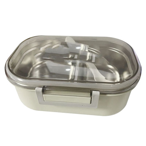 Stainless Steel Lunch Box Korean Style 2 Compartment Bento Box Metal Food Container for Kids Adults Pupils Office Workers Beige In Australia - Darrahopens