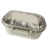 Stainless Steel Lunch Box Korean Style 2 Compartment Bento Box Metal Food Container for Kids Adults Pupils Office Workers Beige In Australia - Darrahopens