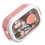 Bento Lunch Box Portable Safe Leakproof Divided Stainless Steel Thermal Lunch Box for Students School Office Pink