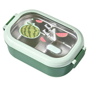 Bento Lunch Box Portable Safe Leakproof Divided Stainless Steel Thermal Lunch Box for Students School Office Green In Australia - Darrahopens