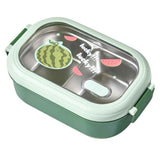 Bento Lunch Box Portable Safe Leakproof Divided Stainless Steel Thermal Lunch Box for Students School Office Green In Australia - Darrahopens
