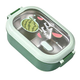 Bento Lunch Box Portable Safe Leakproof Divided Stainless Steel Thermal Lunch Box for Students School Office Green In Australia - Darrahopens