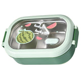 Bento Lunch Box Portable Safe Leakproof Divided Stainless Steel Thermal Lunch Box for Students School Office Green