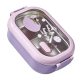 Bento Lunch Box Portable Safe Leakproof Divided Stainless Steel Thermal Lunch Box for Students School Office Purple