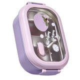 Bento Lunch Box Portable Safe Leakproof Divided Stainless Steel Thermal Lunch Box for Students School Office Purple