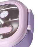 Bento Lunch Box Portable Safe Leakproof Divided Stainless Steel Thermal Lunch Box for Students School Office Purple