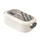 2 Compartment Bento Box Heat Preservation Stainless Steel Interlayer Lunch Box Airtight Portable Food Storage Containers for School Office Grid