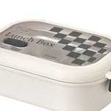 2 Compartment Bento Box Heat Preservation Stainless Steel Interlayer Lunch Box Airtight Portable Food Storage Containers for School Office Grid
