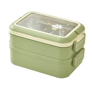 Stainless Steel Insulated Lunch Box Multiple Compartments Fashionable Safe Stainless Steel Bento Box for Students Kids Green