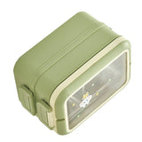 Stainless Steel Insulated Lunch Box Multiple Compartments Fashionable Safe Stainless Steel Bento Box for Students Kids Green