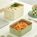 Stainless Steel Insulated Lunch Box Multiple Compartments Fashionable Safe Stainless Steel Bento Box for Students Kids Green