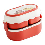 Lunch Box 2 Tier 3 Compartment Large Capacity Microwavable Cute Portable Bento Lunch Box Red In Australia - Darrahopens