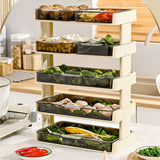 Kitchen Countertop Organizer Plastic Detachable Multifunctional Kitchen Storage Shelf Food Rack for Bedroom Bathroom Desktop Cream White 5 Tier