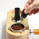 Coffee Tamper Stirrer Kit Distribution Tool Set 2 in 1 Hand Presser for Home Black 51mm