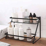 Kitchen Countertop Storage Rack Space Saving Multifunctional 2 Tiers Spice Toiletries Makeup Counter Standing Shelf Black In Australia - Darrahopens