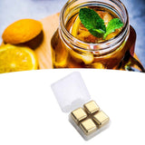Metal Ice Cubes Stainless Steel Reusable Quick Chilling Clean Whiskey Stone with Ice Tong for Drink Beverage Golden In Australia - Darrahopens