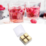 Metal Ice Cubes Stainless Steel Reusable Quick Chilling Clean Whiskey Stone with Ice Tong for Drink Beverage Golden In Australia - Darrahopens