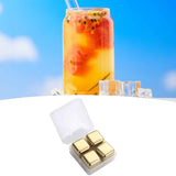 Metal Ice Cubes Stainless Steel Reusable Quick Chilling Clean Whiskey Stone with Ice Tong for Drink Beverage Golden In Australia - Darrahopens