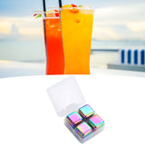 Metal Ice Cubes Stainless Steel Reusable Quick Chilling Clean Whiskey Stone with Ice Tong for Drink Beverage Colorful