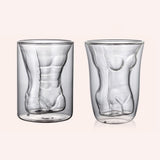 Body Shape Glass Cup Double Layer Beer Whisky Drinking Shot Glass for Party Gathering Bar Man Body Shaped