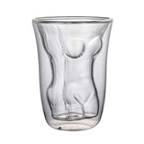 Body Shape Glass Cup Double Layer Beer Whisky Drinking Shot Glass for Party Gathering Bar Woman Body Shaped