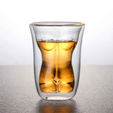 Body Shape Glass Cup Double Layer Beer Whisky Drinking Shot Glass for Party Gathering Bar Woman Body Shaped