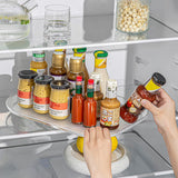 Refrigerator Turntable Organizer Transparent Rectangular Countertop Condiment Storage Rack for Household Kitchen Small Size