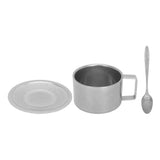 Insulated Coffee Cup Set Double Layer 304 Stainless Steel Coffee Mug with Saucer and Scoop for Home Camping Office 200ML In Australia - Darrahopens