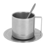 Insulated Coffee Cup Set Double Layer 304 Stainless Steel Coffee Mug with Saucer and Scoop for Home Camping Office 280ML