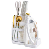 Multifunctional Kitchen Storage Rack Kitchen Countertop Cutting Board Pot Cover Chopsticks Forks Spoons Holder Pearl White In Australia - Darrahopens