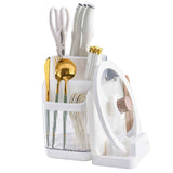 Multifunctional Kitchen Storage Rack Kitchen Countertop Cutting Board Pot Cover Chopsticks Forks Spoons Holder Pearl White In Australia - Darrahopens