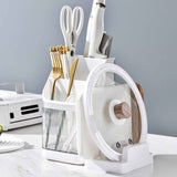 Multifunctional Kitchen Storage Rack Kitchen Countertop Cutting Board Pot Cover Chopsticks Forks Spoons Holder Pearl White In Australia - Darrahopens