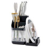 Multifunctional Kitchen Storage Rack Kitchen Countertop Cutting Board Pot Cover Chopsticks Forks Spoons Holder Advanced Black In Australia - Darrahopens